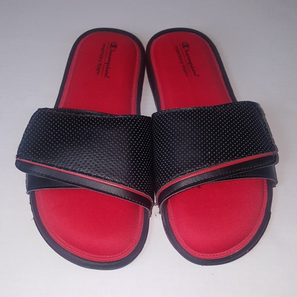 red and black champion slides